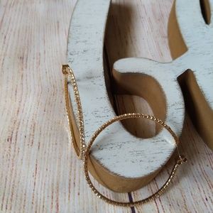Rhinstone gold hoop earrings 2" lightweight